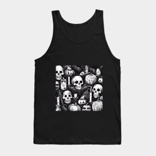 Halloween skulls and pumpkin Tank Top